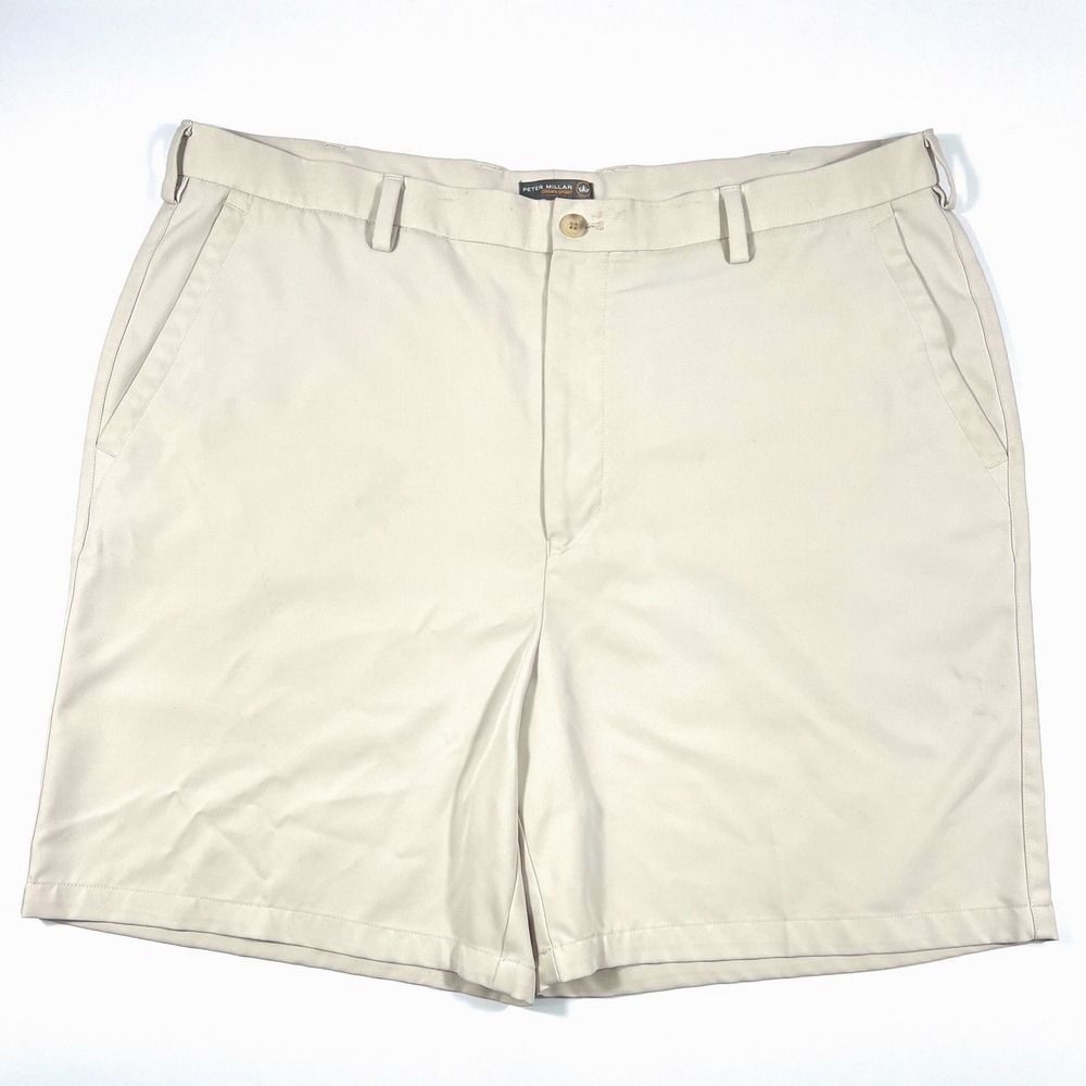 Peter Millar Crown Sport Mens 40 9"Performance‎ Golf Shorts Stone Tan Beige GUC
